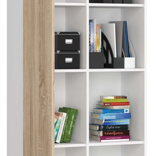 8 lentynų knygų spinta su dvipusiu durelių mazgu