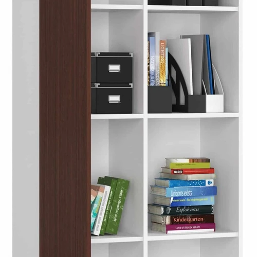 8 lentynų knygų spinta su dvipusiu durelių mazgu