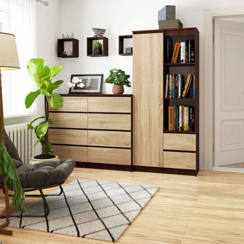 Stelažas iš atsparios dilimui plokštės su apsauginėmis briaunomis