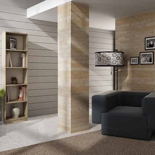 Erdvi ąžuolo spalvos lentyna su reguliuojamomis lentynomis