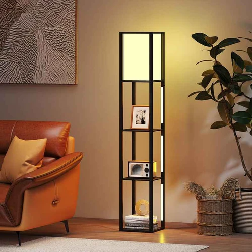 Lentyninis toršeras, 3 LED juostelės, Juodas, 29 × 29 × 163 cm