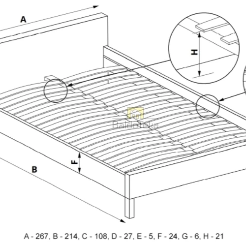 Stilinga lova su metaliniu rėmu, tinka 160x200 čiužiniui