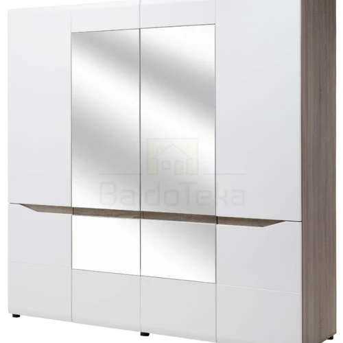 Moderni spinta triufelinio ąžuolo ir baltos blizgios kombinacijos