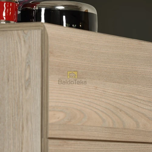 Moderni spintelė su chromuotom rankenėlėmis, ąžuolo Nelson + pilka matinė