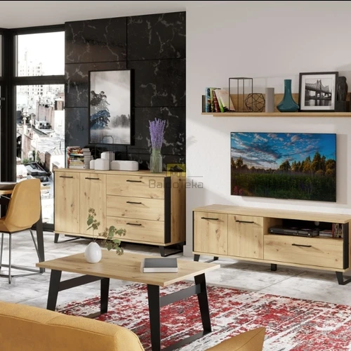 LOFT stiliaus spintelė su MDF medžiaga ir apšvietimo pasirinkimu