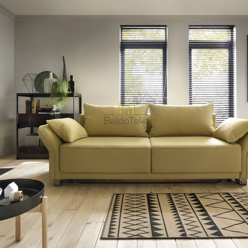 Minkšta sofos lova su poliuretano užpildu ir zigzaginėmis spyruoklėmis