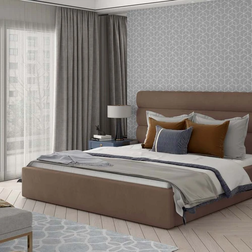 Lova EL4911 su dujiniu keltuvu ir siūlėmis papuošta galvos atrama