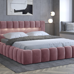 Elegantiška EL8343 lova su skiautiniu ir LED apšvietimu