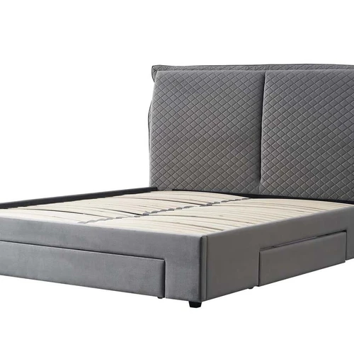 Šviesiai pilka aksominė lova su patalynės konteineriu