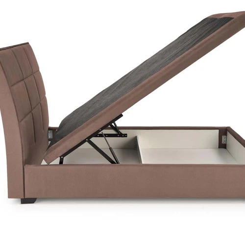 Praktiška smėlio spalvos lova su patalynės konteineriu