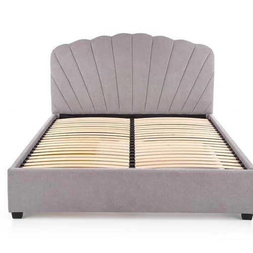 Moderni lova su stalčiais, šviesiai pilka, be čiužinio