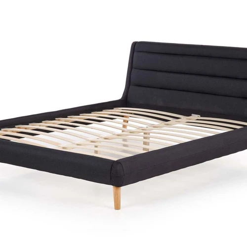 Natūralios medienos ir tamsiai pilko audinio sofos