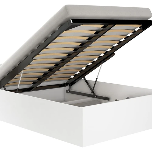 Lova su patalynės dėže ir čiužiniu, 160x200 cm., balta