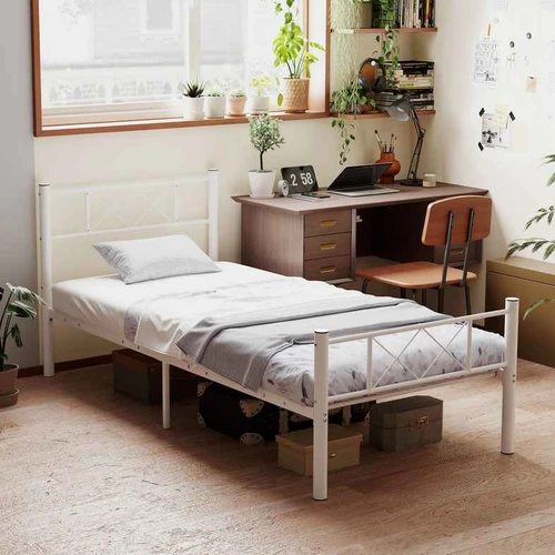 Lovos rėmas Homcom 96x208x88cm., baltos spalvos - Lovos