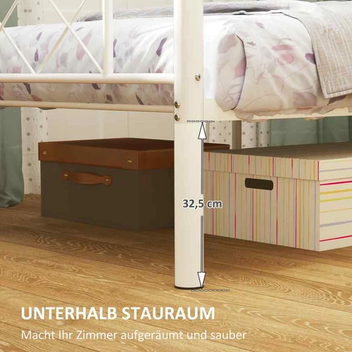Lovos rėmas Homcom 96x208x88cm., baltos spalvos - Lovos