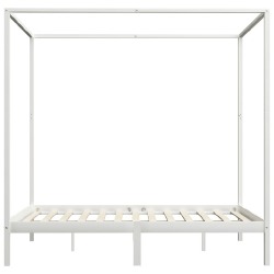 Lovos rėmas su baldakimu, baltas, 160x200 cm, pušies masyvas - Lovos