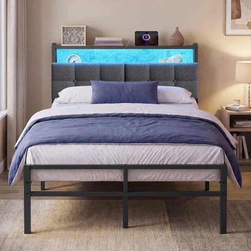 Lovos rėmas VASAGLE, 120 × 200 cm miegamoji dalis, Juoda/Ruda, 120,5 × 104,5 × 218,3 cm - Lovos