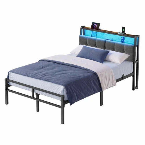 Lovos rėmas VASAGLE, 120 × 200 cm miegamoji dalis, Juoda/Ruda, 120,5 × 104,5 × 218,3 cm - Lovos