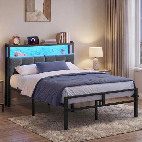 Lovos rėmas VASAGLE, 120 × 200 cm miegamoji dalis, Juoda/Ruda, 120,5 × 104,5 × 218,3 cm - Lovos