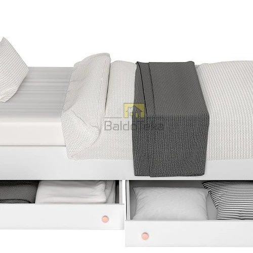 Moderni lova 104x209 cm balta ir rožinė spalva