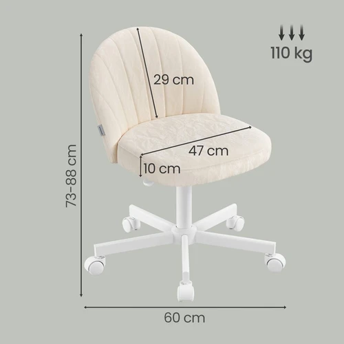 Makiažo ir biuro kėdė SONGMICS, Balta, 60 × 83,5 × 60 cm - Darbo kėdės