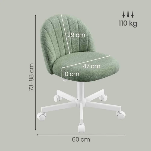 Makiažo ir biuro kėdė SONGMICS, Žalia, 60 × 83,5 × 60 cm - Darbo kėdės