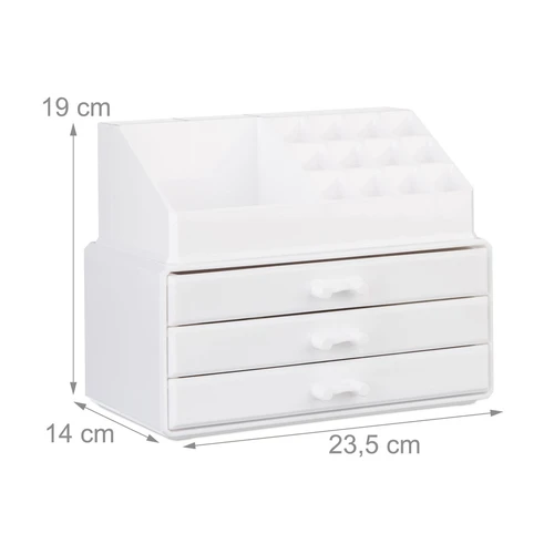 Makiažo organizatorius su stalčiais 19x23,5x14cm., baltos spalvos - Dekoracijos