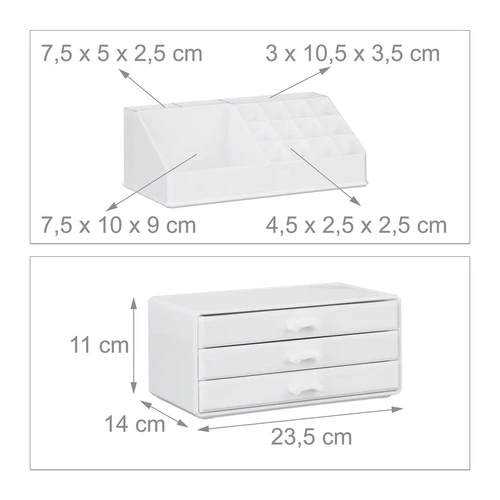 Makiažo organizatorius su stalčiais 19x23,5x14cm., baltos spalvos - Dekoracijos