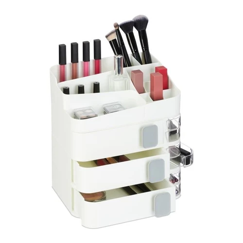 Makiažo organizatorius su stalčiais 27,5x26x21cm., baltos spalvos