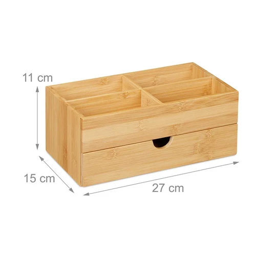 Makiažo organizatorius su stalčių 11x27x15cm., šviesiai rudos spalvos - Dekoracijos