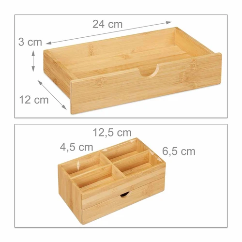 Makiažo organizatorius su stalčių 11x27x15cm., šviesiai rudos spalvos - Dekoracijos