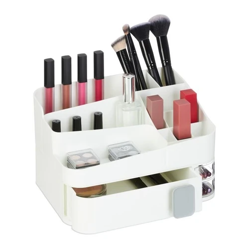 Makiažo organizatorius su stalčių 15x26x21cm., baltos spalvos