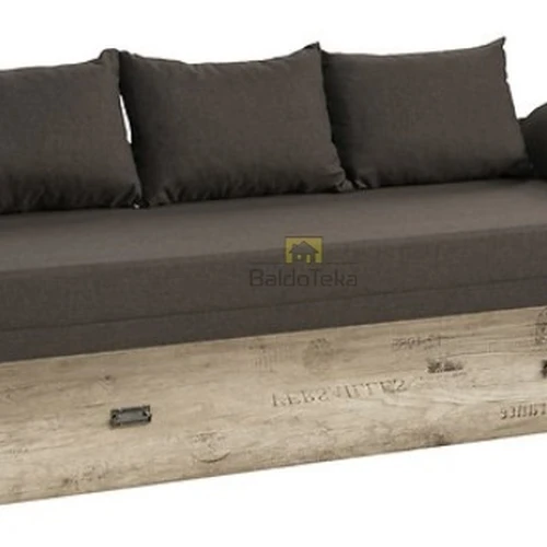 Moderni kanapa su poliuretaniniu čiužiniu ir ąžuolo dekoru