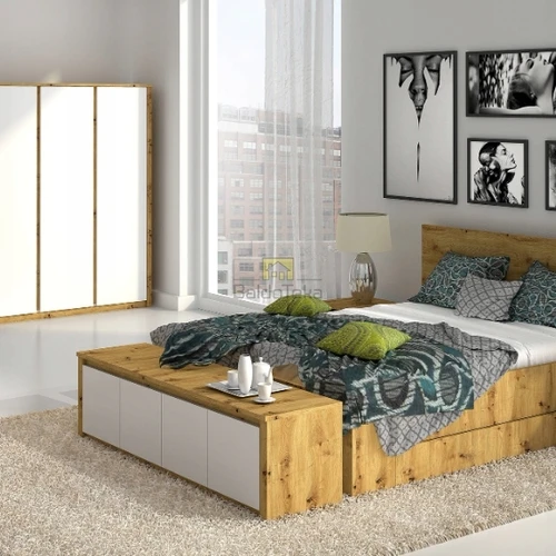 Ąžuolo Artisan spalvos lova su grotelėmis