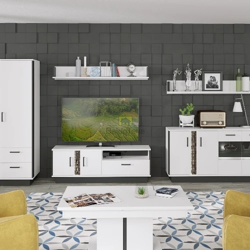 Moderni spintelė su LED apšvietimu ir tylaus uždarymo sistema