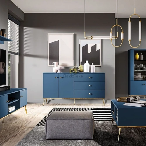 Kompaktiška spinta tamsiai mėlyna, aukso detalės