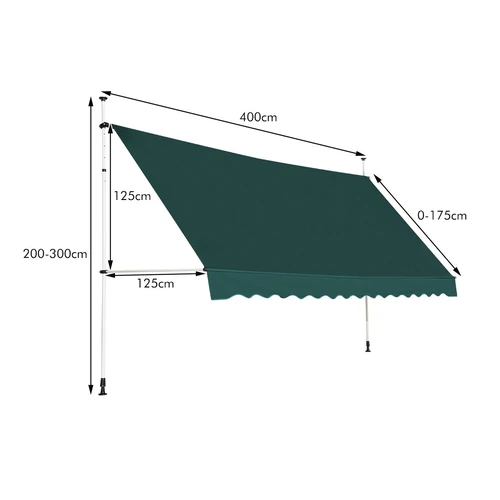 Markizė 400x175x300cm., žalios spalvos