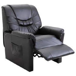 Masyvus, atlošiamas krėslas, juodos spalvos, dirbtinė oda - Foteliai