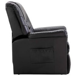 Masyvus, atlošiamas krėslas, juodos spalvos, dirbtinė oda - Foteliai