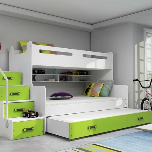 Laiptai su spintelėmis ir ištraukiama lova