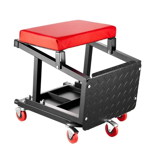 Mechaniko kėdė su ratukais ir įrankių dėklu, 136 kg, juoda, 360° pasukama