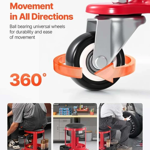 Ergonomiška mechaniko kėdė su įrankių dėklu