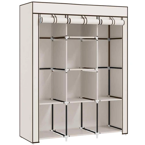 Medžiaginė spinta Homcom 125x43x162,5cm., kreminės/juodos spalvos