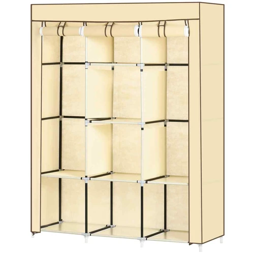 Medžiaginė spinta Homcom 125x43x162,5cm., smėlio/juodos spalvos