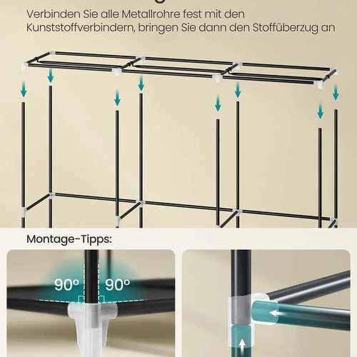 Medžiaginė spinta SONGMICS, 2 pakabinami skyriai, 45 × 127 × 176 cm - Spintos, spintelės