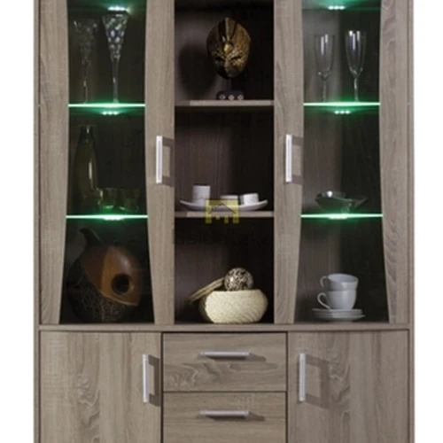 Šviesaus ąžuolo sonoma ir truflos spintų komplektas su apšvietimu