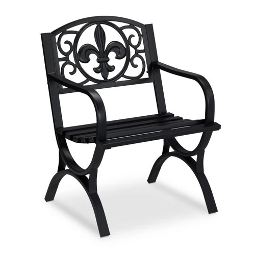 Metalinė senovinė sodo kėdė 85,5x60x56cm., juodos spalvos