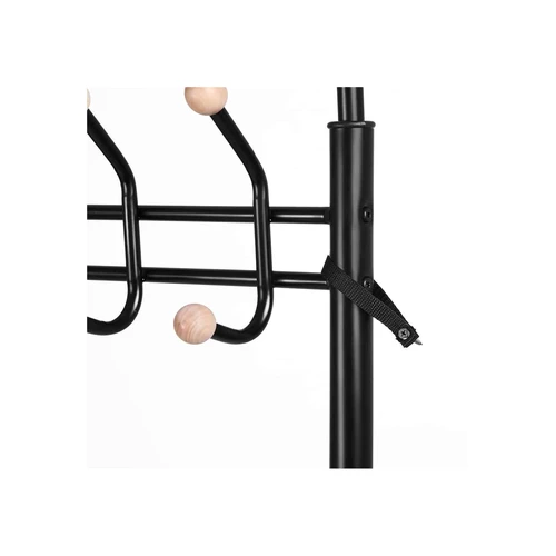 Modernus juodas palto stovas su sienos tvirtinimu