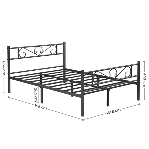 Patvari ir stilinga juoda metalinė lova su milteliniu dengimu