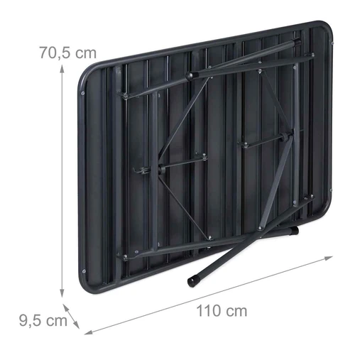 Metalinis lauko stalas Relaxdays, sulankstomas, Pilkas, 110 × 74,5 × 70,5 cm - Stalai